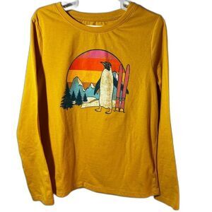 Kids Long-Sleeve Penguin Skiing‎ Graphic Tee- Cat & Jack,  Mustard Yellow, Small